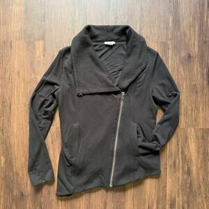 Helmut Lang Asymmetrical Knit Jacket Funnel Neck Asym Zip Black Medium